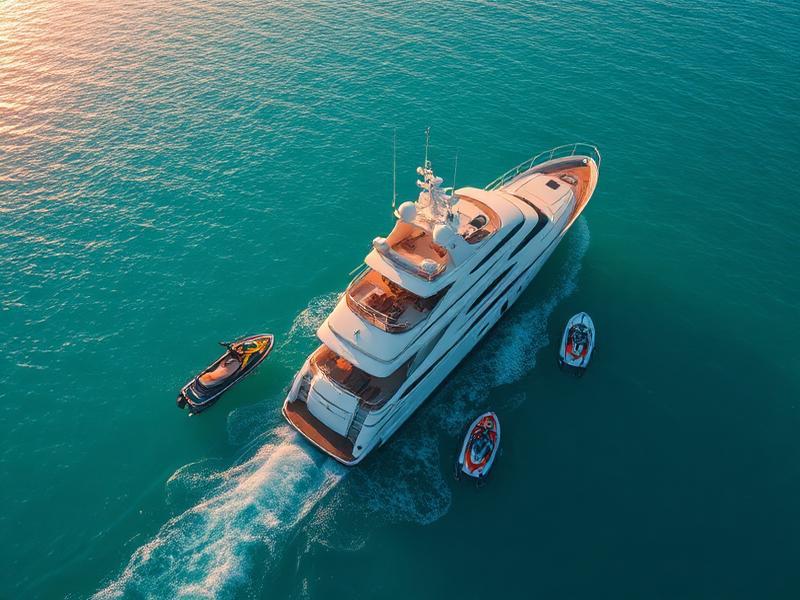 watersports on a miami yacht rental including jet skis and flyboards on biscayne bay