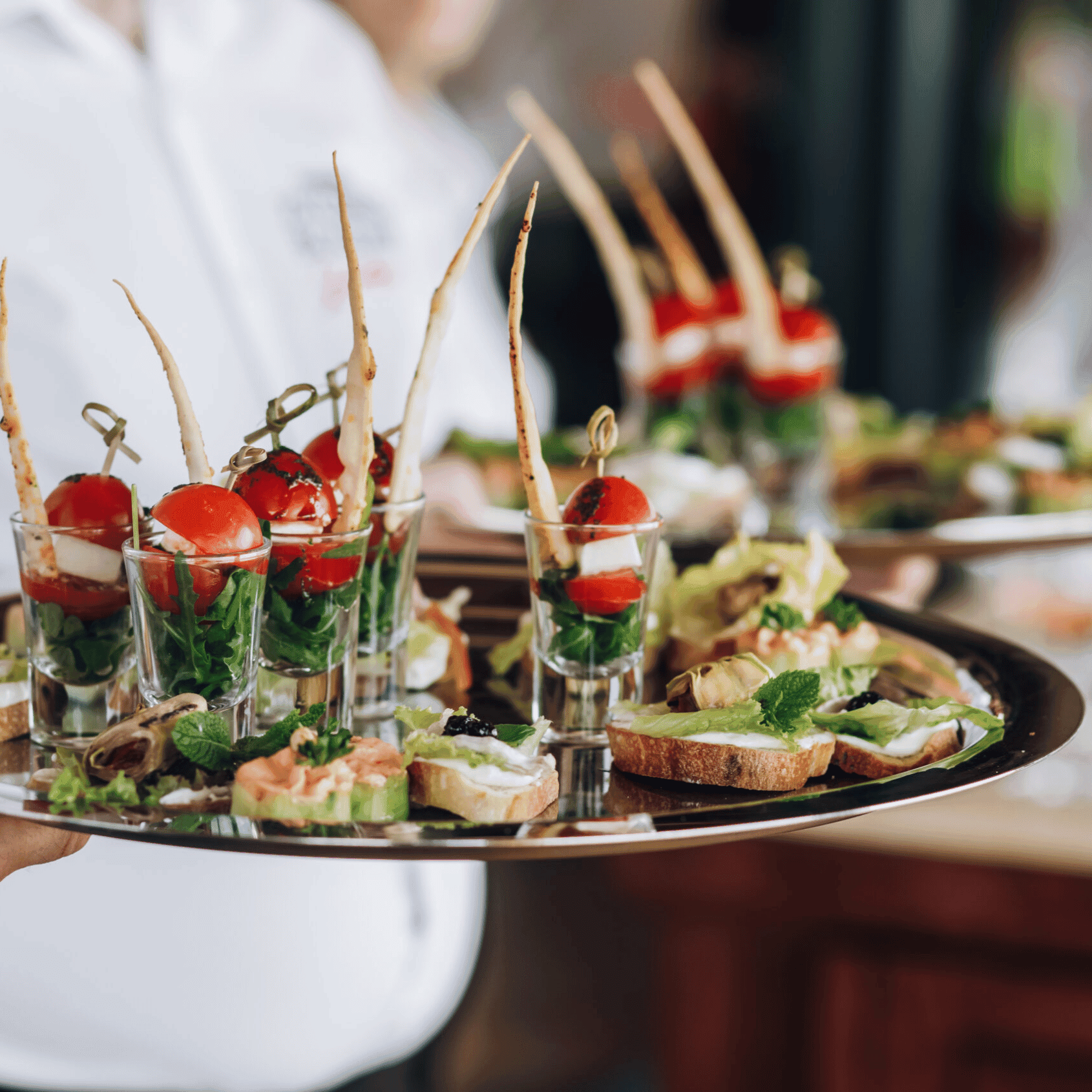 Canapés and appetizers served on yacht