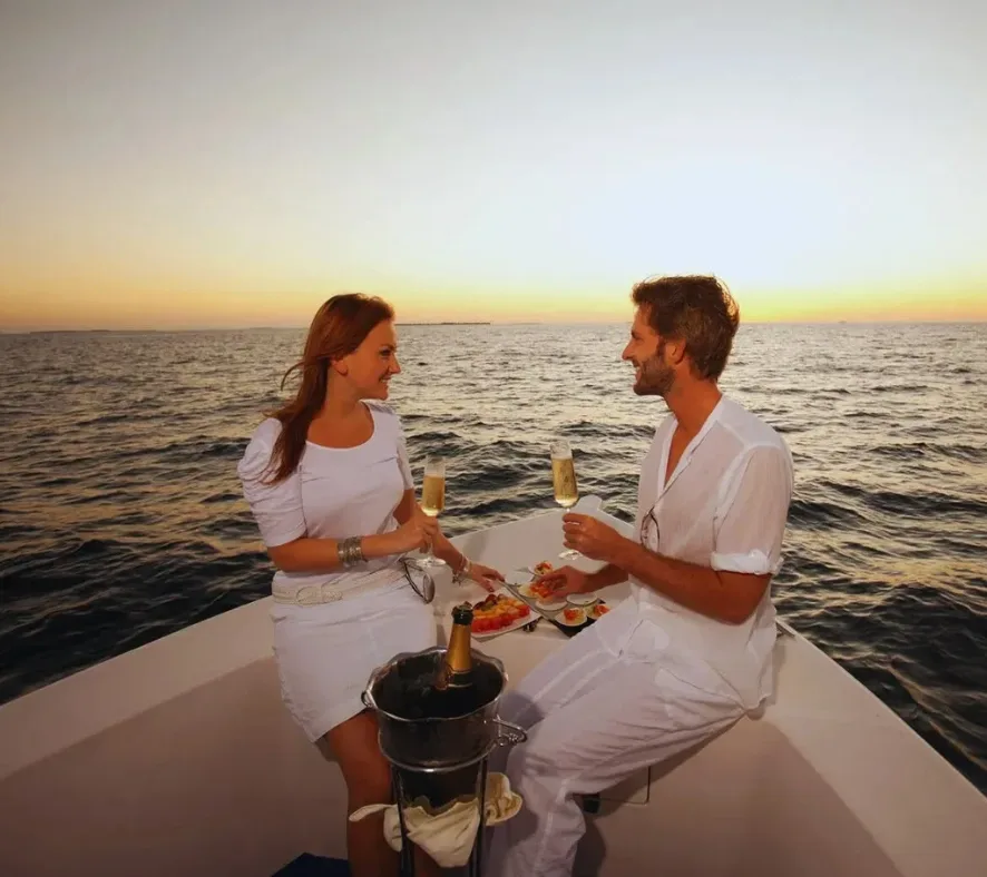 Romantic dinner setup on a private yacht in Miami