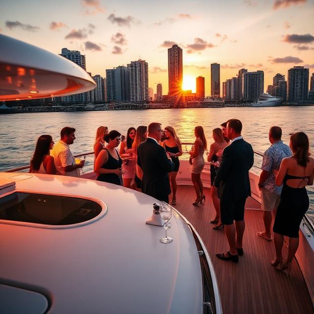 50 person yacht rental Miami large group charter on Biscayne Bay