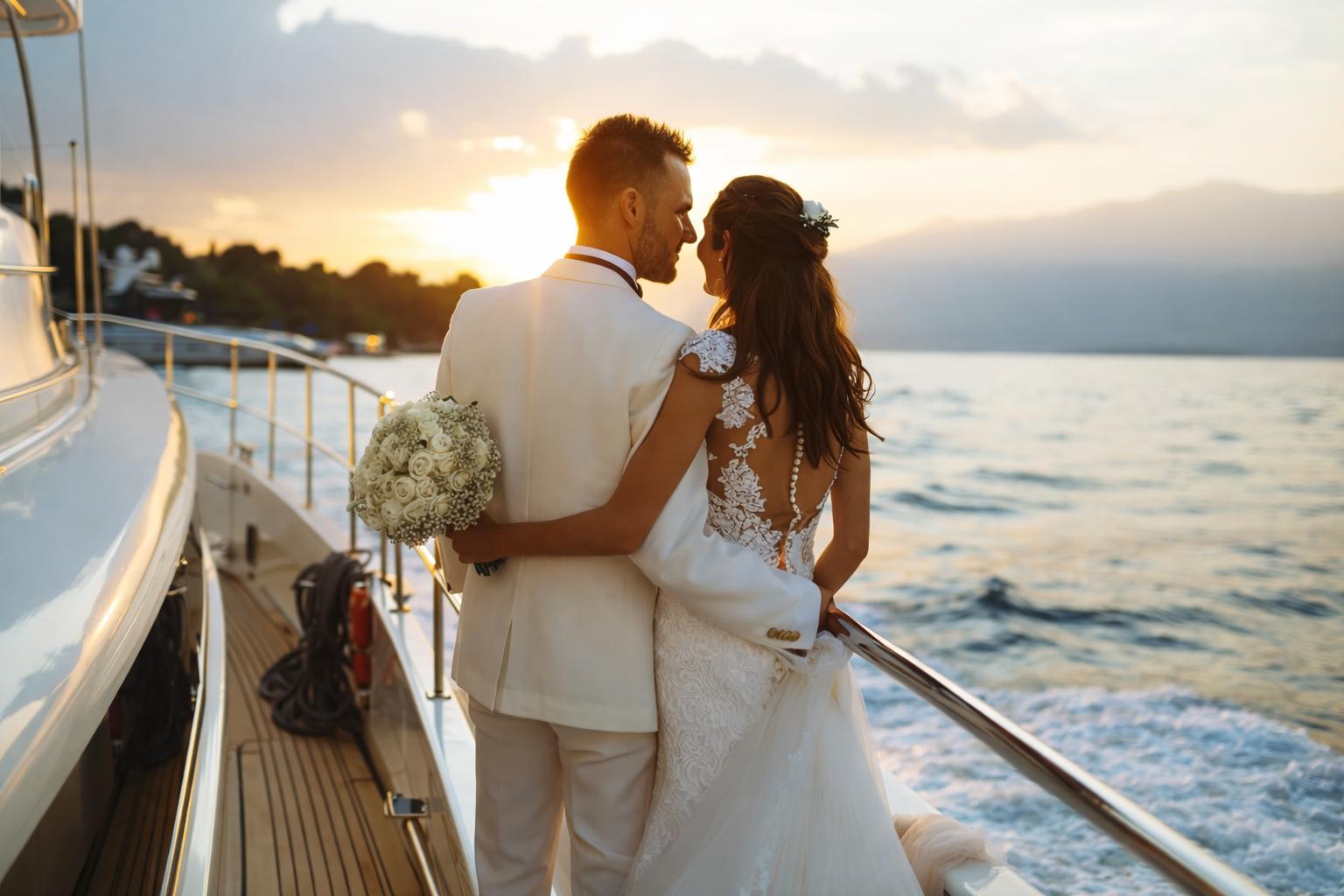 Wedding ceremony on a private yacht in Miami with ocean views