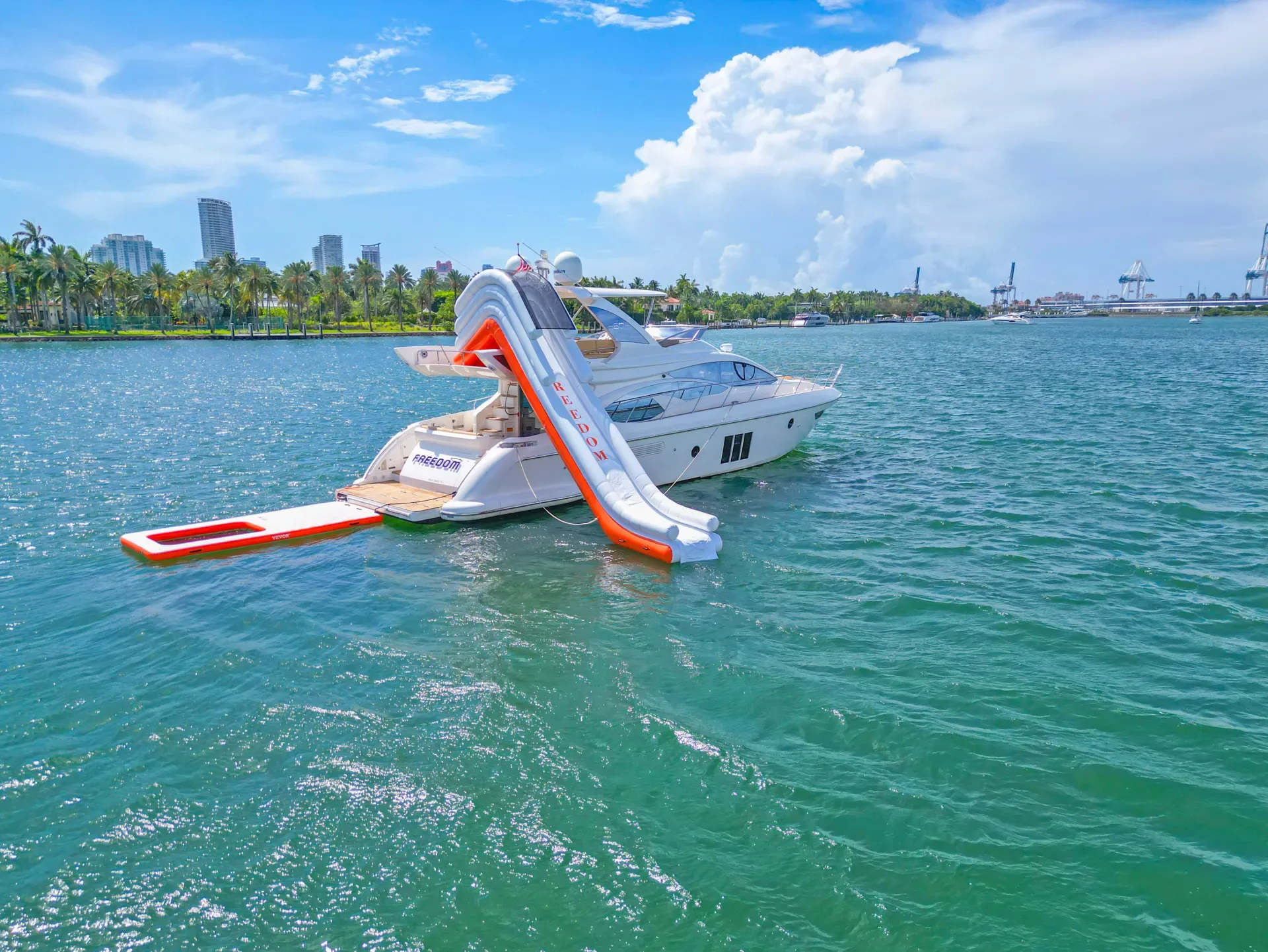 Yacht rental Key Biscayne Miami, private charter on turquoise Biscayne Bay