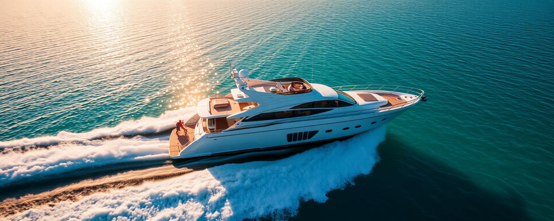 Luxury yacht at sunset